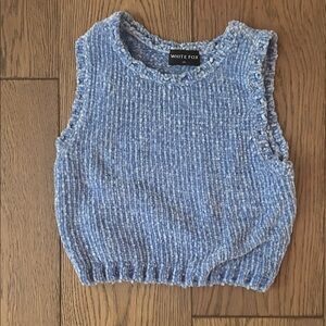 White Fox Boutique Blue Knit Tank Top